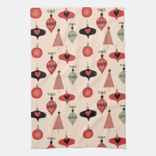 Mid Century Moderne kerstpatronen Theedoek (Verticaal)