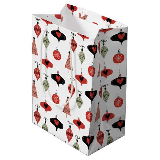 Mid Century Moderne Kerstvakantie Medium Cadeauzakje (Achterkant Gekanteld)