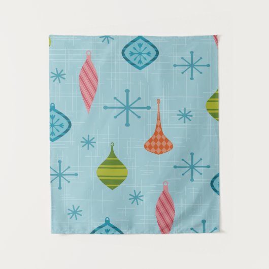 Mid Century Moderne kerstversieringen Wandkleed (Voorkant)