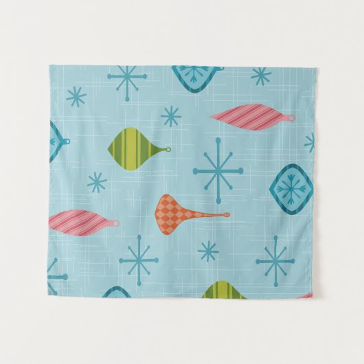 Mid Century Moderne kerstversieringen Wandkleed (Voorkant (horizontaal))