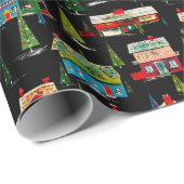 Mid Century Moderne kerstwoningen Verpakkingspapie Cadeaupapier (Rol Hoek)
