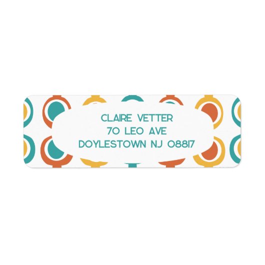 Mid-Century moderne keten retour adres label (Voorkant)