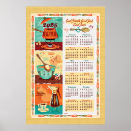 Mid-Century moderne keuken kalender 2025 Poster