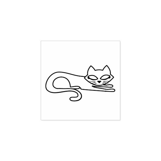 Mid Century Moderne Kitty Cat Outline Rubber Stamp Rubberstempel (Afrduk)