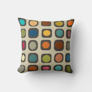 Mid Century Moderne, kleurrijke Buttonnen Kussen