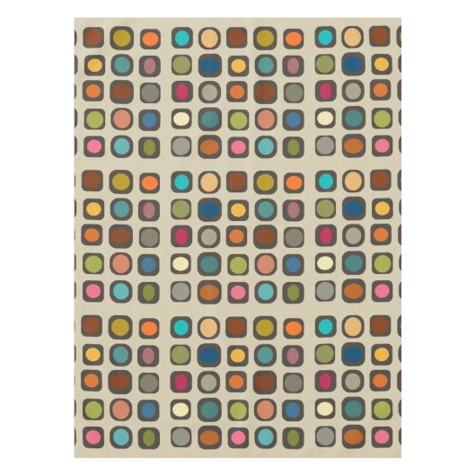 Mid Century Moderne, kleurrijke Buttonnen Tafelkleed (Voorkant)