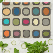 Mid Century Moderne, kleurrijke Buttonnen Theedoek (Gevouwen)