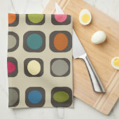 Mid Century Moderne, kleurrijke Buttonnen Theedoek (Quarter Fold)