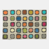 Mid Century Moderne, kleurrijke Buttonnen Theedoek (Horizontaal)