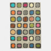 Mid Century Moderne, kleurrijke Buttonnen Theedoek (Verticaal)