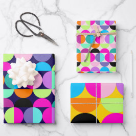 Mid Century Moderne Kleurrijke Cirkels Geometrisch Inpakpapier Vel