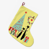 Mid Century moderne koele kat paar & kerstboom Grote Kerstsok (Voorkant (Hangend))