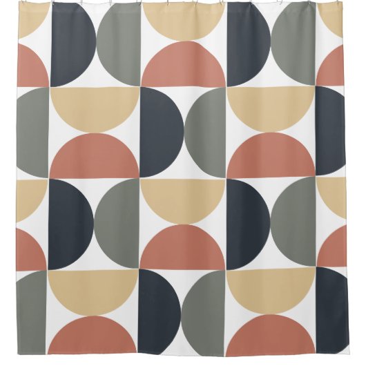 Mid Century Moderne Kolen Zalm Douchegordijn (Voorkant)