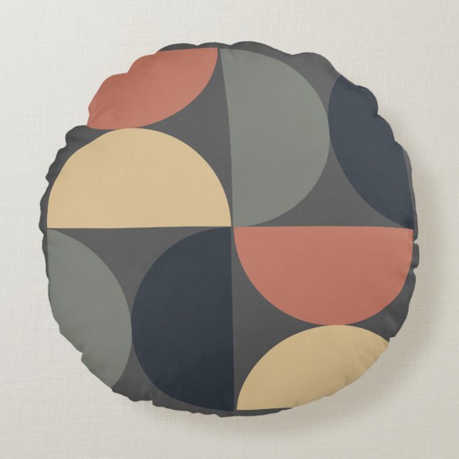 Mid Century Moderne Kolen Zalm Rond Kussen (Voorkant)