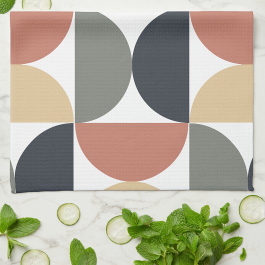 Mid Century Moderne Kolen Zalm Theedoek (Gevouwen)