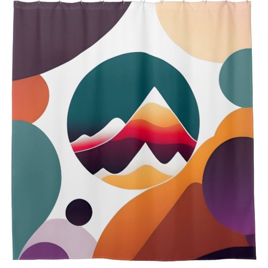 Mid-Century Moderne Kunst Douchegordijn (Voorkant)