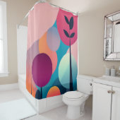 Mid-Century Moderne Kunst Douchegordijn (In situ)