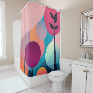 Mid-Century Moderne Kunst Douchegordijn