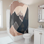 Mid-Century Moderne Kunst Douchegordijn (In situ)