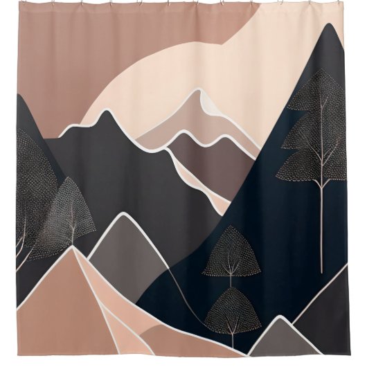 Mid-Century Moderne Kunst Douchegordijn (Voorkant)