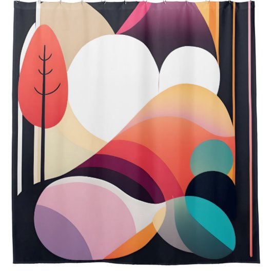 Mid-Century Moderne Kunst Douchegordijn (Voorkant)