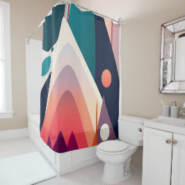 Mid-Century Moderne Kunst Douchegordijn