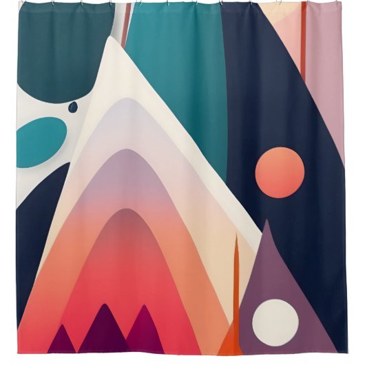 Mid-Century Moderne Kunst Douchegordijn (Voorkant)