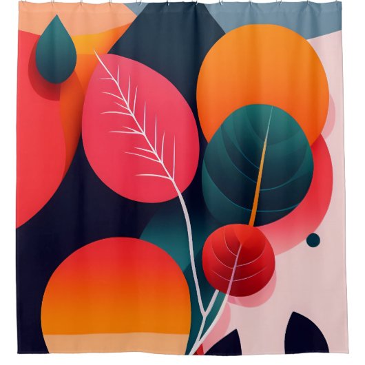 Mid-Century Moderne Kunst Douchegordijn (Voorkant)