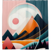 Mid-Century Moderne Kunst Douchegordijn (Voorkant)