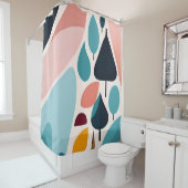 Mid-Century Moderne Kunst Douchegordijn (In situ)