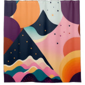 Mid-Century Moderne Kunst Douchegordijn (Voorkant)