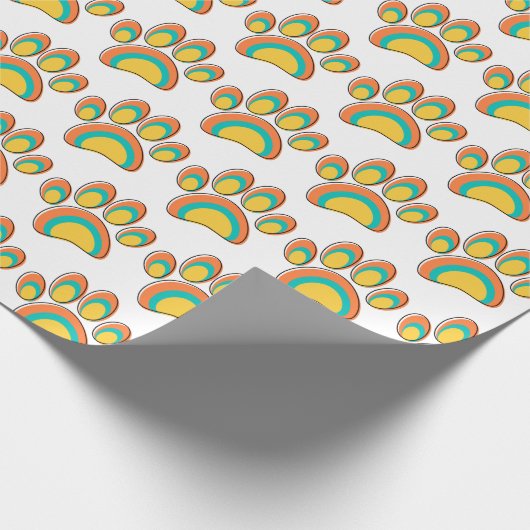 Mid Century Moderne Kunst Hond Paw Prints Custom Cadeaupapier (Hoek)