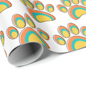 Mid Century Moderne Kunst Hond Paw Prints Custom Cadeaupapier (Rol Hoek)