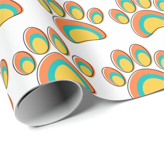 Mid Century Moderne Kunst Hond Paw Prints Custom Cadeaupapier (Rol Hoek)