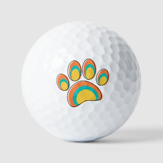 Mid Century Moderne Kunst Hond Paw Prints Custom Golfballen (Voorkant)