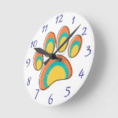 Mid Century Moderne Kunst Hond Paw Prints Custom Ronde Klok (Hoek)