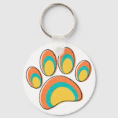 Mid Century Moderne Kunst Hond Paw Prints Custom Sleutelhanger (Achterkant)