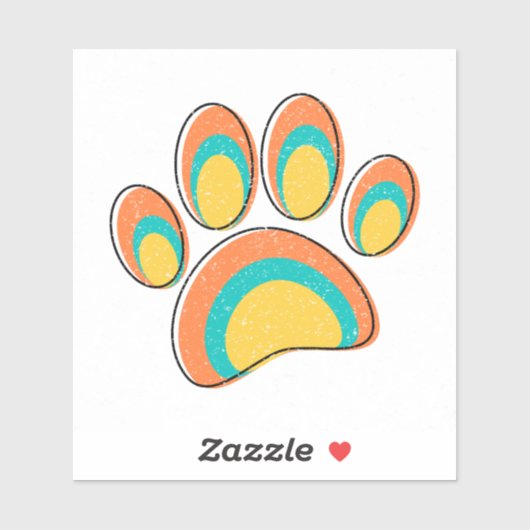 Mid Century Moderne Kunst Hond Paw Prints Custom Sticker (Vel)