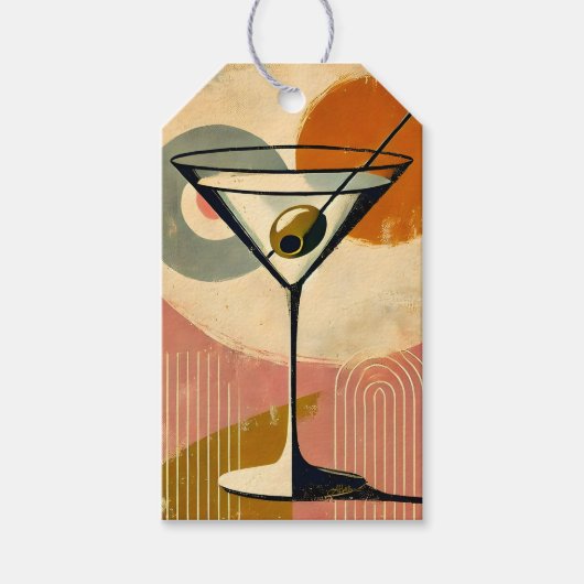 Mid Century Moderne Kunst Martini Cadeaulabel (Voorkant)