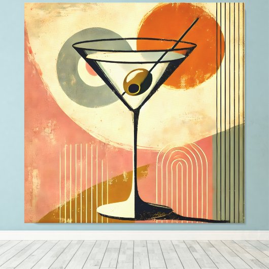 Mid Century Moderne Kunst Martini Canvas Afdruk (Insitu (Houten vloer))