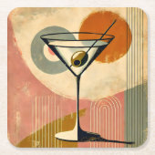 Mid Century Moderne Kunst Martini Kartonnen Onderzetters (Voorkant)