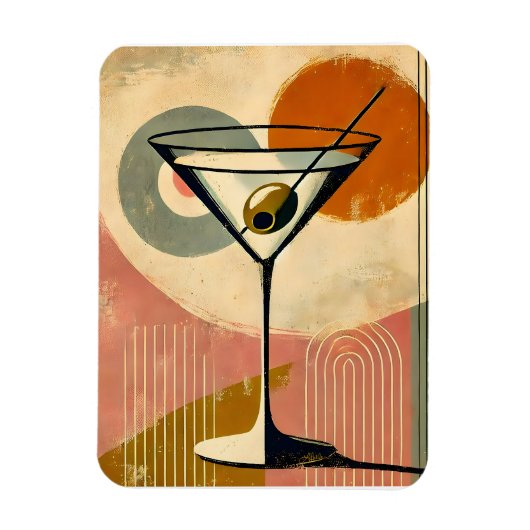 Mid Century Moderne Kunst Martini Magneet (Verticaal)