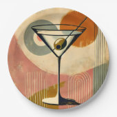 Mid Century Moderne Kunst Martini Papieren Bordje (Voorkant)