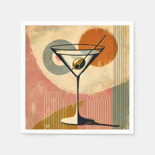 Mid Century Moderne Kunst Martini Servet (Voorkant)