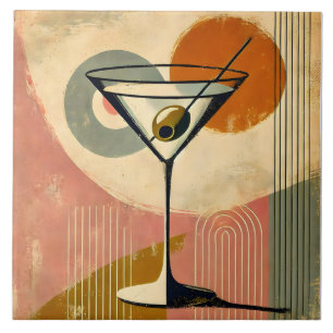 Mid Century Moderne Kunst Martini Tegeltje