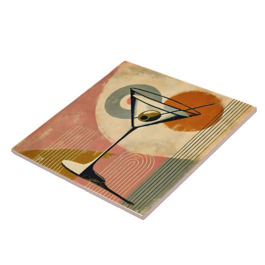 Mid Century Moderne Kunst Martini Tegeltje (Zijkant)