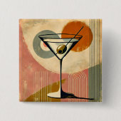 Mid Century Moderne Kunst Martini Vierkante Button 5,1 Cm (Voorkant)