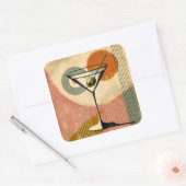 Mid Century Moderne Kunst Martini Vierkante Sticker (Envelop)