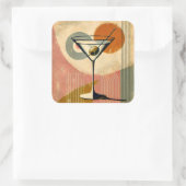Mid Century Moderne Kunst Martini Vierkante Sticker (Tas)
