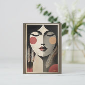 Mid Century Moderne Kunst Meditatie Briefkaart (Staand voorkant)